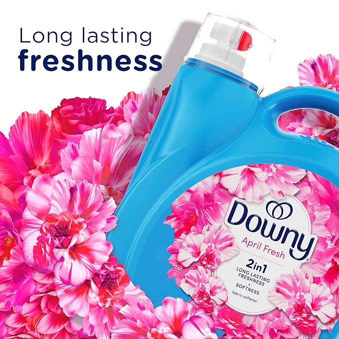Downy Soft, 2 in 1 Soft and Fresh Liquid Fabric Softener, April Fresh, 44 fl oz, 60 Loads, Fabric Conditioner Liquid provides softness and freshness for fabrics