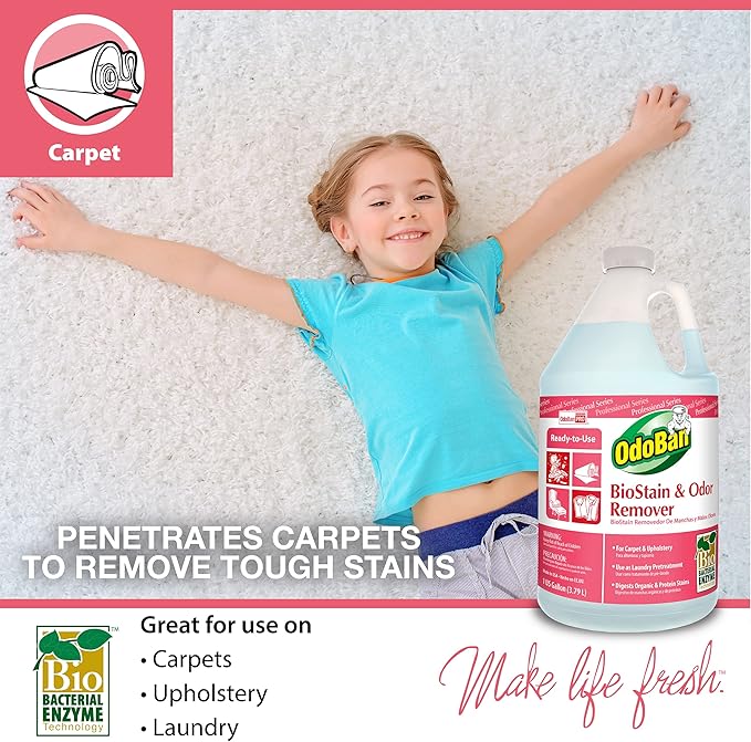 OdoBan Professional Cleaning and Odor Control Solutions, Ready-to-Use Biostain and Odor Remover, Made in the USA, 32 oz Spray Bottle and 1 Gallon