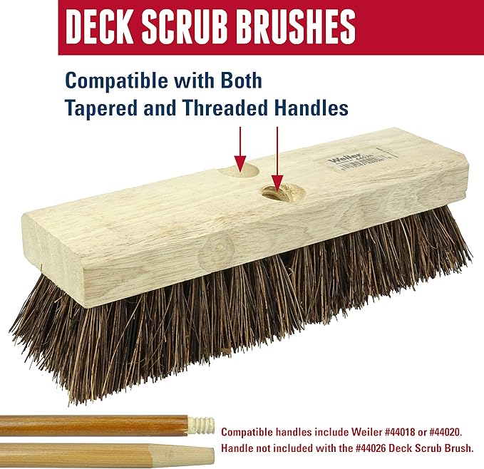 Weiler 44428 9" Block Size, 5 X 14 No. Of Rows, Wood Block, Palmyra Fill, Deck Scrub Brush