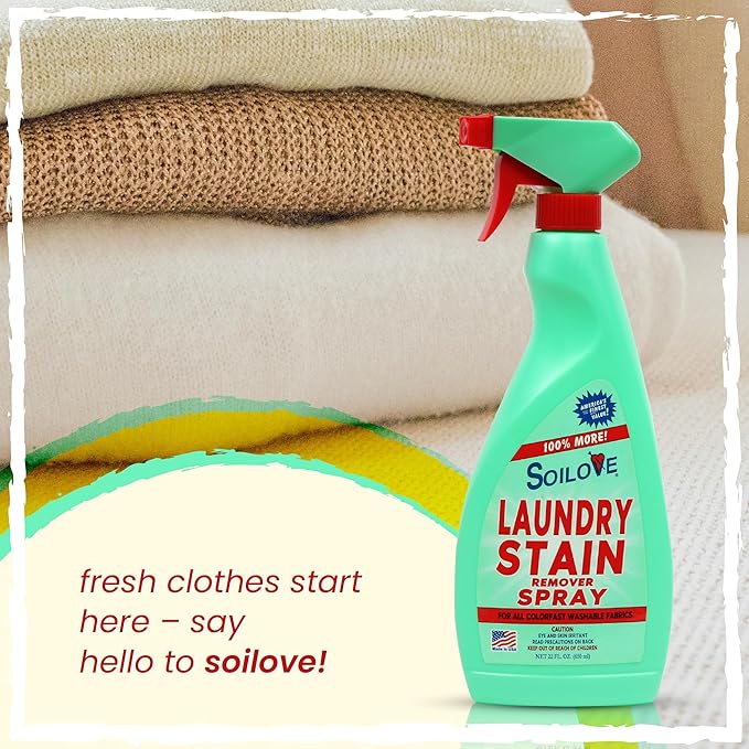 SOILOVE 22oz (1 pack) + Soilove 128oz (1 pack) Laundry Spot Remover for clothes– Powerful Triple-Acting formula Clings, Penetrates and Lifts everyday tough stains - Prewash for Clothes