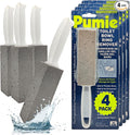 PUMIE Pumice Stone Toilet Bowl Cleaner (4-Pack) - Toilet Pumice Stone with Handle - Heavy Duty Scouring Stick for Rings, Bowls, Hard Water Stains, Lime, Rust, Sink - Includes Handle for Easy Use