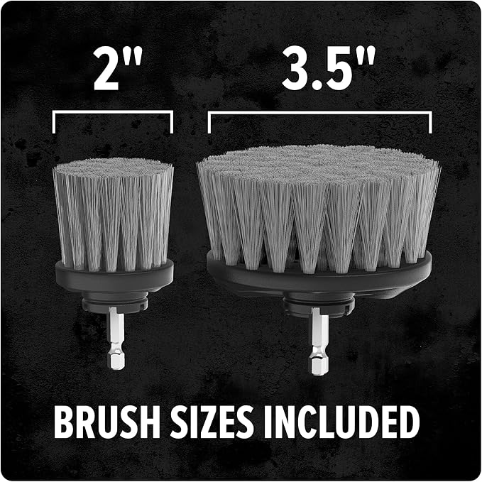 Dirt Devil Medium Bristle Cleaning Brush Set, 2 Piece, 2" and 3.5" Brushes Included, for Use on Showers, Porcelain and More, General-Purpose Cleaning, Scrubber Brush Drill Attachment for Cleaning