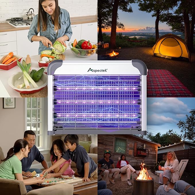 Aspectek LED Bug Zapper Indoor – High-Voltage Mosquito and Fly Trap, Energy-Efficient Insect Killer with 3 Long-Life LED Lamps, Safe & Durable Bug Light Trap for Home