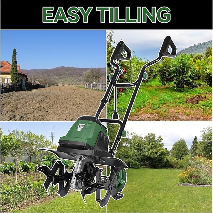 Prostormer 18 Inch Corded Electric Tiller Cultivator, 15Amp Motor with 6 Steel Tines, Heavy Duty Garden Tiller for Soil Cultivation, Lawn, and Yard Care