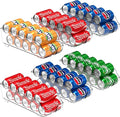 Simple Houseware Soda Can Organizer and Dispenser for Refrigerator / Pantry, Clear, Set of 6