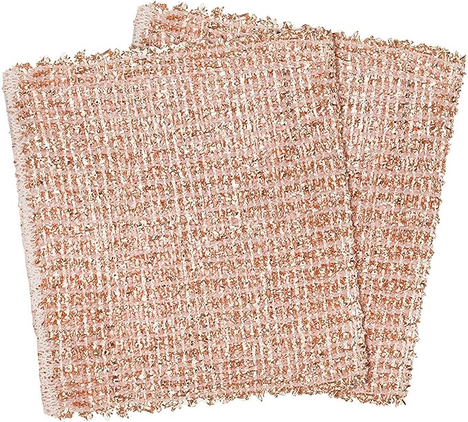Redecker Copper Cleaning Cloth – 2 Pack – Woven Copper Scrubber for Pots Pans Sinks and Stainless Steel – Removes Burnt Food Residue – 5.5 x 5.7 in – Made in Netherlands