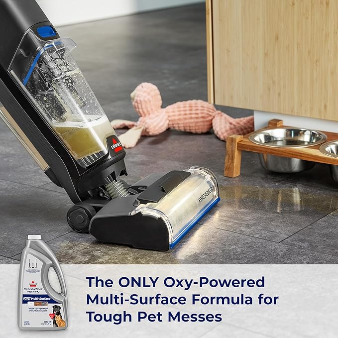 Bissell CrossWave PET PRO OXY Multi-Surface Formula, 40191, 64 oz, Removes Stuck-On Stains like Dirt, Grease, and Grime from Sealed Hard Floors and Grout, Patented Odor Elimation Technology