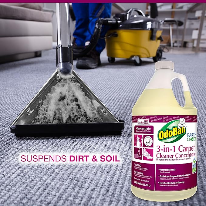 OdoBan Professional Series 3-in-1 Carpet Cleaner Concentrate, Made in the USA, Set of 2, 1 Gallon Each
