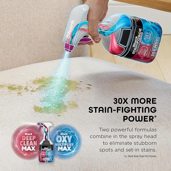 Shark StainForce Dual-Formula Refill Cartridge with Reusable Spray Head, Stain & Odor Remover for Shark StainForce Portable Stain Cleaner, for Carpet, Area Rug, Upholstery, Cars, 16.9oz, HXCM500S