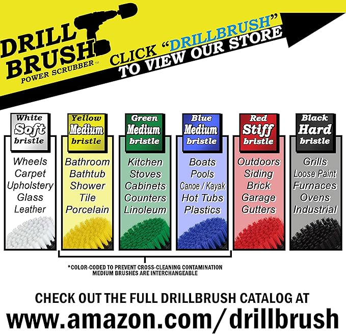 Ultra Stiff 4-Inch Electric Spin Scrubber: Industrial Cleaning Supplies for BBQ, Oil Stains, Rust, Metal, Concrete, Grates, Smoker, Griddle, Outdoor Deck, Garage, & Driveway - No Wire Brush for Drill