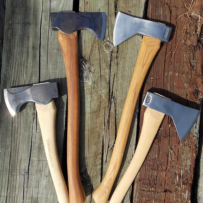 COUNCIL TOOL Wood-Craft Pack Axe - 2 lb Camping Axe, 19" Hickory Handle with Leather Sheath, Made in The USA - WC20PA19C