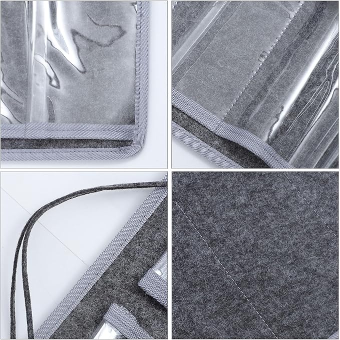 HOMSFOU Felt Wall Hanging Glasses Storage Pouch Dustproof Eyewear Organizer Bag Medium Gray Household Hanging Storage Bag for Wall Mounted Use