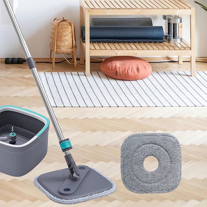 8 Pack Microfiber Mop Head Replacement, Compatible with True & Tidy SPIN-800 TrueClean Mop M16 Spin Mop，Square Microfiber Mop Pads Fit for Most Square Spin M16 Mop