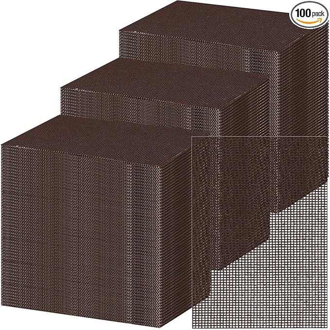 100 Pack Griddle 4x5.5'' Screen Grill Cleaning Screens Pre-treated Abrasive Mesh Pads for Flat Top Stainless Steel Griddle Cleaning Accessories Bundle