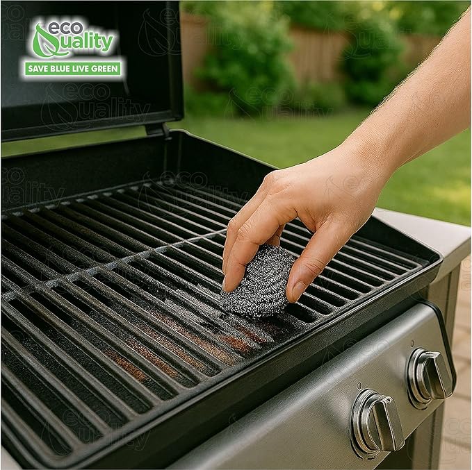 Stainless Steel Sponges Scourer, Steel Wool Scrubber, Scrubbing Scouring Pad for Pots, Pans and Ovens Great for Kitchen, Bathroom, Outdoors by EcoQuality (72)