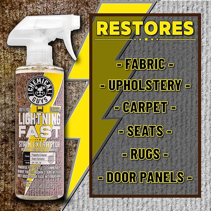 Chemical Guys SPI_191_1603 Lightning Fast Carpet and Upholstery Stain Extractor, (Fabric, Upholstery, & Carpet), Safe for Cars, Home, Office, Furniture & More, 16 fl oz