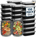 Tiya Meal Prep Containers with Lids - 150 Pack 12 oz BPA-Free Plastic Food Storage Containers Leak-Proof, Microwave, Dishwasher & Freezer Safe Reusable To-Go Boxes for Portion Control & Catering
