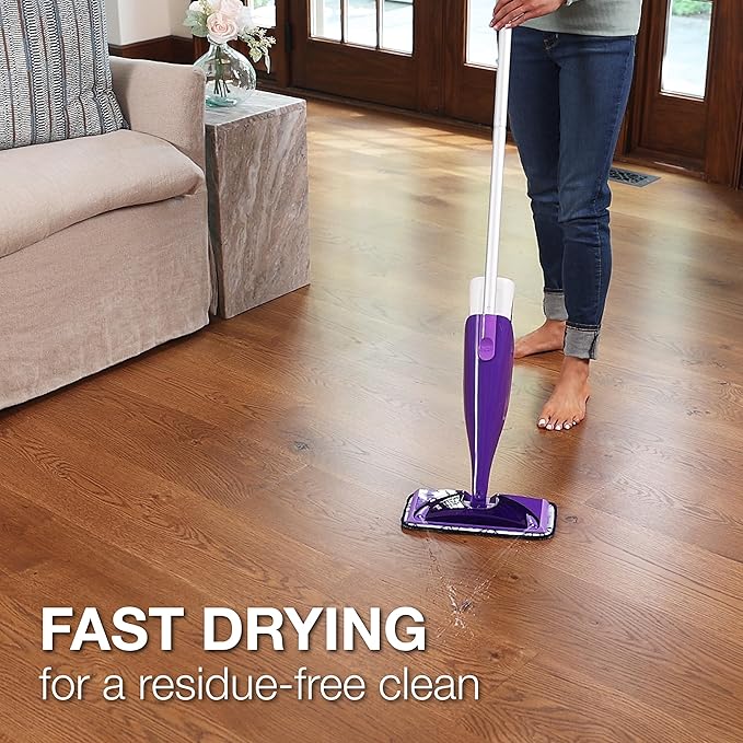 Bona Hardwood Floor Cleaner Bottle for use with Swiffer WETJET Spray Mop, Lavender Thyme Scent, makes 64 Fl Oz - Includes Filled Bottle + Concentrate Refill for Wood Floor Cleaning