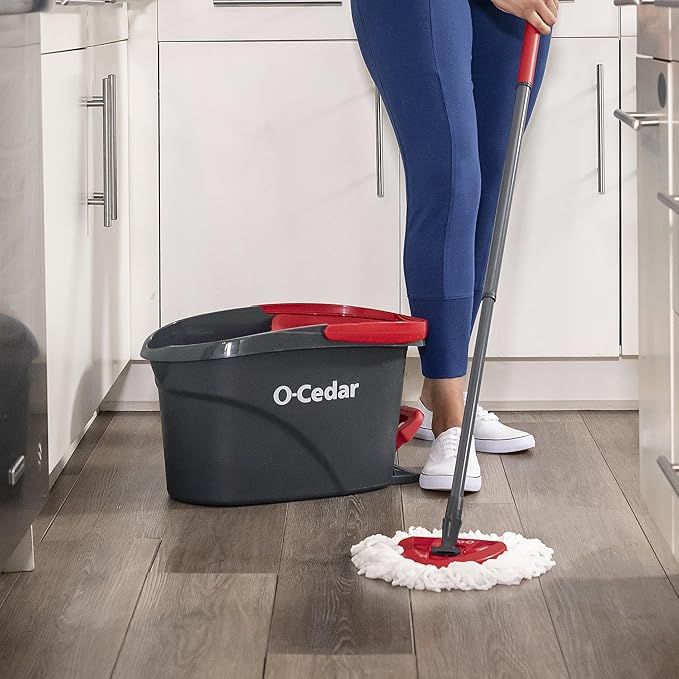 O-Cedar Easywring Microfiber Spin Mop & Bucket Floor Cleaning System + 3 Extra Refills (4 Refills Included)