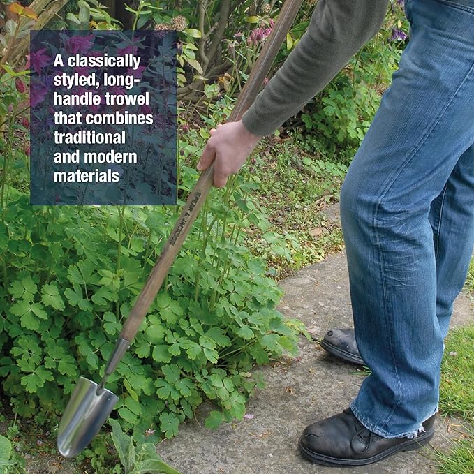 Spear & Jackson Stainless Steel Long-Handled Trowel, Durable Gardening Tool with Ergonomic Handle for Effortless Digging
