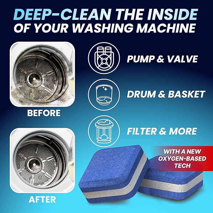 Washing Machine Cleaner Tablets for Pet Owners 28 Pack & Dishwasher Cleaner Deodorizer Descaler Tablets 28 Pack Bundle - 1 Plus Year Supply - Septic Safe Eco Friendly Formula