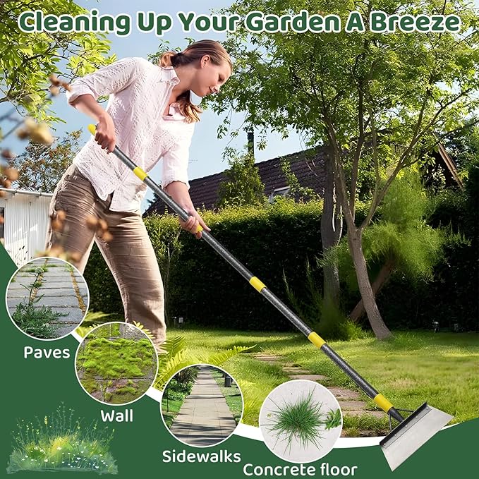Garden Flat Shovel, Ice Scraper, 88" Long Multifunctional Garden Cleaning Shovel Weeding Tool,Heavy Duty Floor Scraper Long Handle,Metal Weeding Scraper for Lawn Edging, Snow Ice Removal
