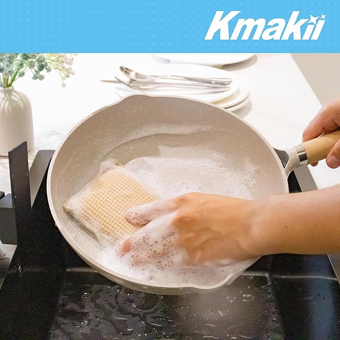 KMAKII Bamboo Kitchen Sponges,Dish Sponge,Super Absorbent Cleaning Sponges, Pack of 12