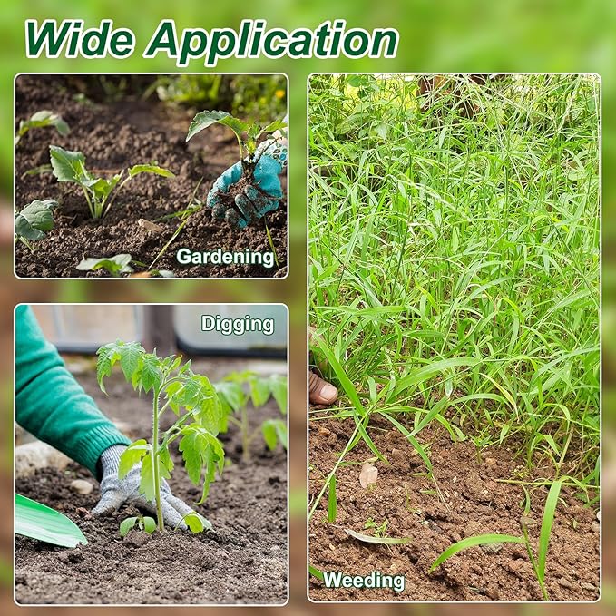 HARFINGTON Garden Hoe 15" x 4.33" Steel Hoe Garden Tool Anti-Rust with Non-Slip Wooden Handle Edger Weeder Shovel for Backyard Loosening Farm Planting Weeding