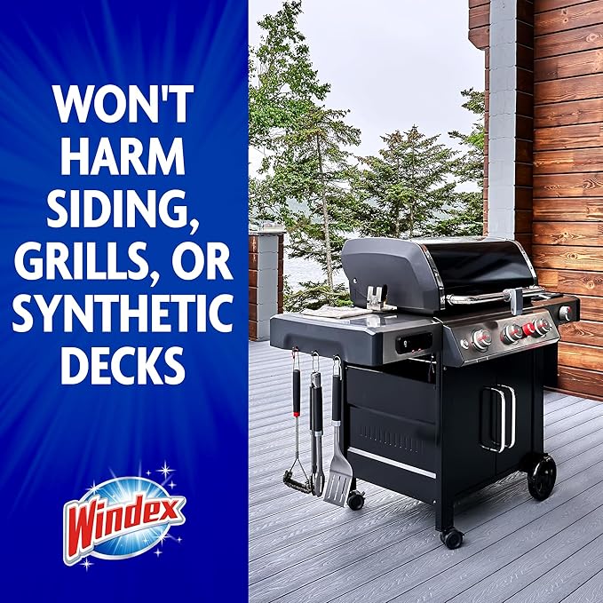 Windex Outdoor Window and Glass Cleaner for Hose Ammonia Free, Concentrated Formula for Deep Outdoor Clean, Patio Cleaner, Compatible With All Hoses, 32 Fl Oz (Pack of 8)