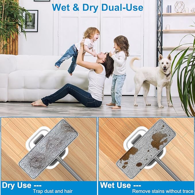 6pcs Mop Replacement Pads Compatible with Joymoop Mop, Universal 13"x4.9” Microfiber Mop Pads, Mop Head Replacement, Flat Mop Pads Washable Microfiber, Reusable Floor Mop Pads, Cleaning Tools