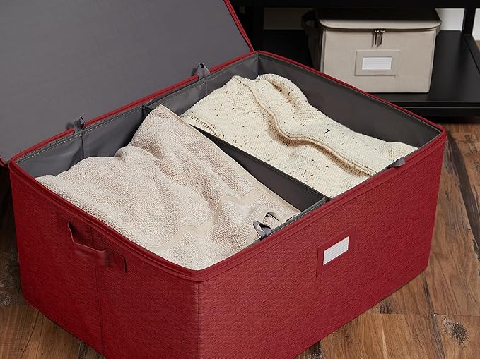 Covermates Keepsakes - Adjustable Zip-Top Storage Box - Configurable FlexGrid Compartments - Heavy Duty Polyester- Reinforced Handles - Stackable Design - Indoor Storage, Red Heather