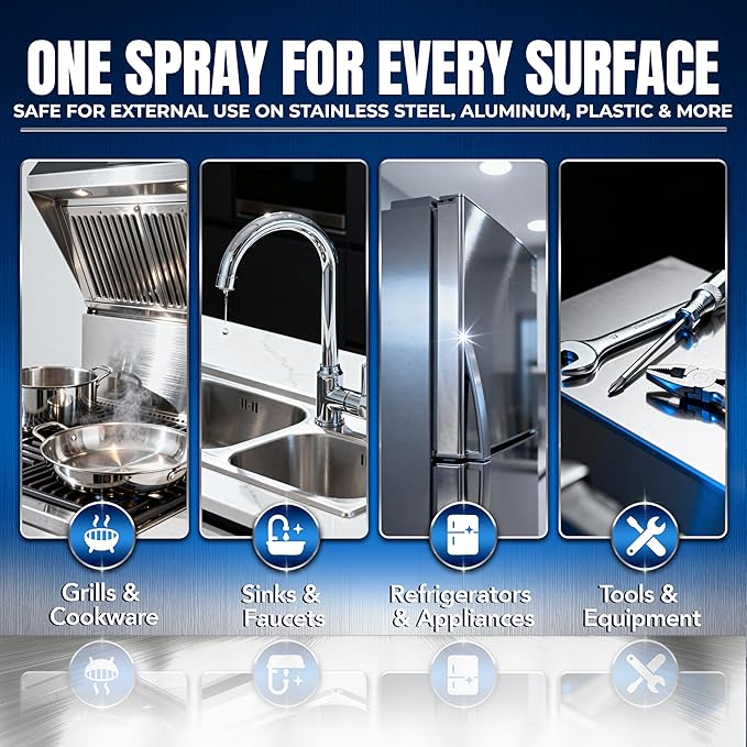 Sheila Shine 3 x 10oz Stainless Steel Cleaner and Polish - Removes Grease, Fingerprint & Watermark - Kitchen Appliances, Refrigerators, Sinks, Ovens & Grills - Stainless Steel Cleaning Spray
