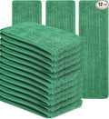 Matthew 18'' Microfiber Mop Replacement Pads for Wet Dry Reusable Mops Floor Home Commercial Cleaning Refills, Machine Washable Compatible with Bona Mop&Any Microfiber Flat Mop System Green (12 Pack)