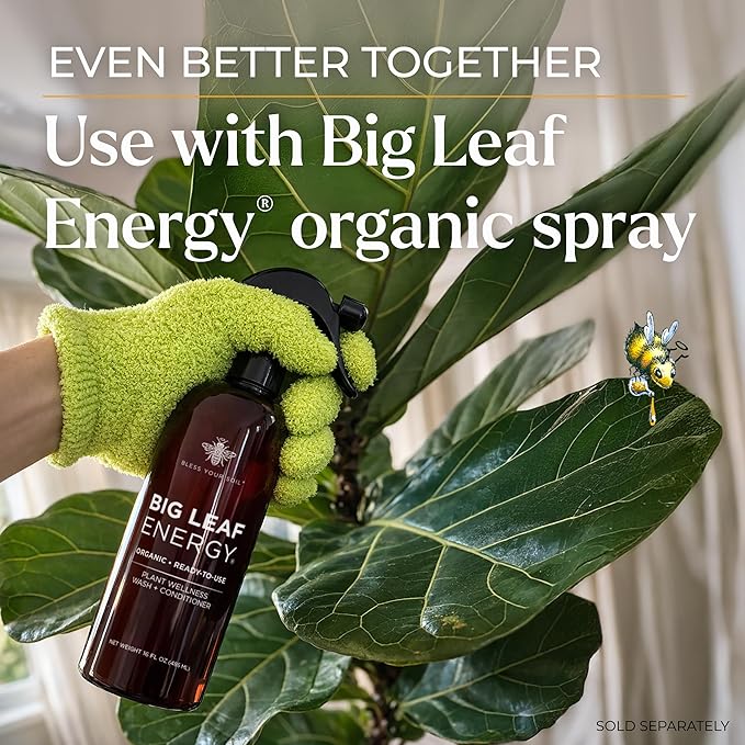 BLESS YOUR SOIL Microfiber Dusting Gloves for Plants : Premium, Gentle, Traps Dust, Washable, Lint Free : Use with Big Leaf Energy ready-to-use spray for houseplants
