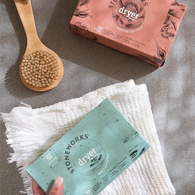 Grab Green Stoneworks Cruelty-Free Dryer Sheets | Softens Fabrics, Freshens Clothing & Reduces Static-Cling and Wrinkles | Plant Based | Olive Leaf Scent (160 Sheets)