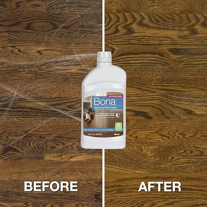 Bona Hardwood Floor Polish - 32 fl oz - Low Gloss Shine - Polish for Wood Floors - Protects and Renews Dull Flooring - Covers 500 sq ft